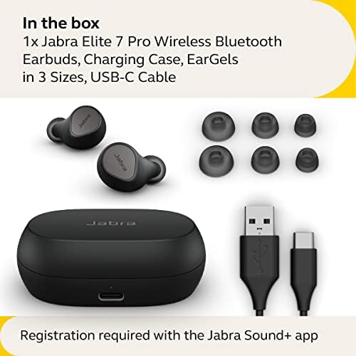 Jabra Elite 7 Pro em fones de ouvido Bluetooth - cancelamento de ruído ativo ajustável brotos sem fio em um design