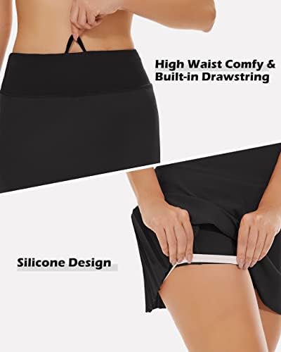 Saia de tênis plissada de cintura alta feminina Skorts leves de golfe com bolsos Treino de moda ativa interno shorts