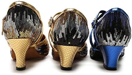 Sapatos de dança latina de Hipposeus para mulheres Salsa Sapatos de dança de salto baixo 5cm, modelo YC-L135