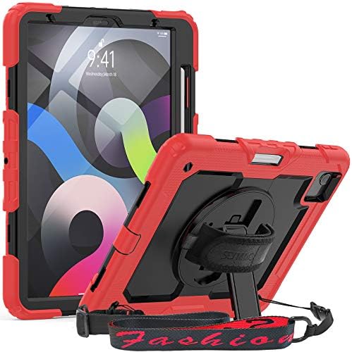 Seymac iPad Air Case 4th Generation, iPad Air 10.9 Caso 2020, Proteção de resistência à prova de choque de proteção pesada Caso com protetor de tela de correia manual para iPad Air 4 /iPad Pro 11 2020/2018