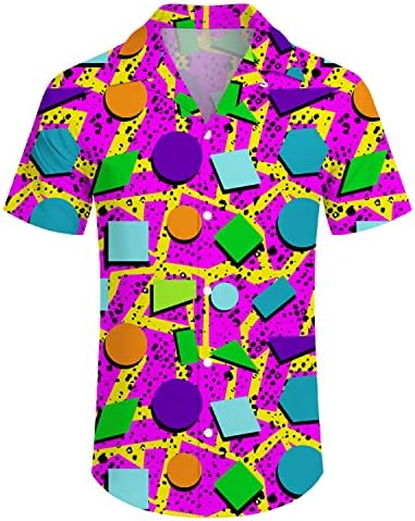 Camisas masculinas 80s 90s Camisetas para homens Button casual Down Sleeve Sleeve, Função engraçada de roupas masculinas