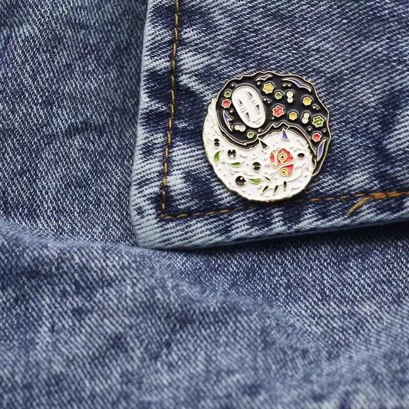 Sem rosto Ghibli Ying Yang Pin Pin Japanese Ghost Fashion Acessório para lapelas, jaquetas jeans, chapéus, bolsas,