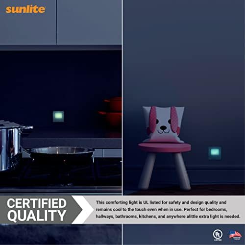 Sunlite 40835 Slim Fluorescent Glow Square Nightlight, brilho macio, baixo consumo de energia, para banheiros, corredores, quartos,