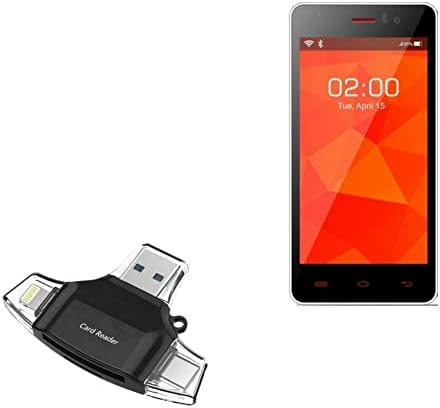 BOXWAVE SMART GADGET Compatível com BluBoo X4 - AllReader SD Card Reader, MicroSD Card Reader SD Compact USB para Bluboo X4 - Jet Black