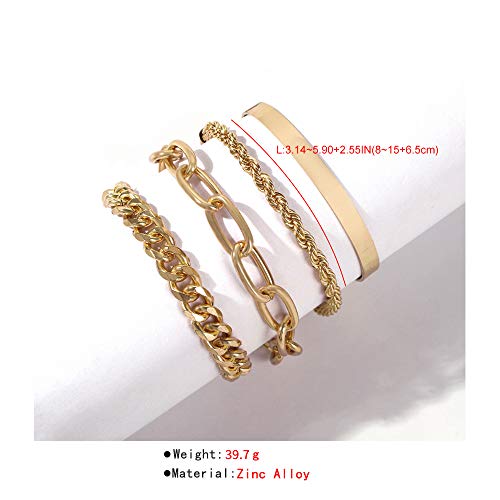 Cargances Gold grossa de pulseiras de cabo liso de peças de cabo conjunto para mulheres em camadas clipe Bangle Fashion
