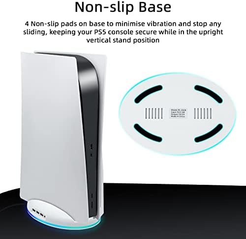 McBazel RGB Stand vertical para console PS5, Base LED Base Stand With USB Hub compatível com o console PS5 - White