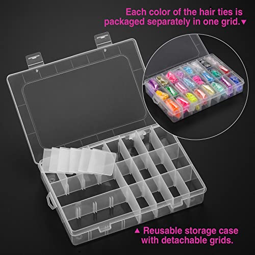 Funtopia 1500 PCs Bandos de borracha de cabelo coloridos pequenos cabelos elásticos com caixa de organizador + 72 pcs pequenos