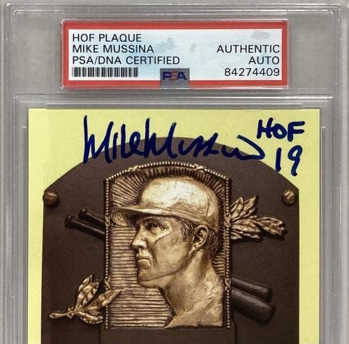 Mike Mussina assinou o cartão postal da placa de ouro do ouro amarelo NY Yankees Autograph PSA/DNA - MLB Cut Signature
