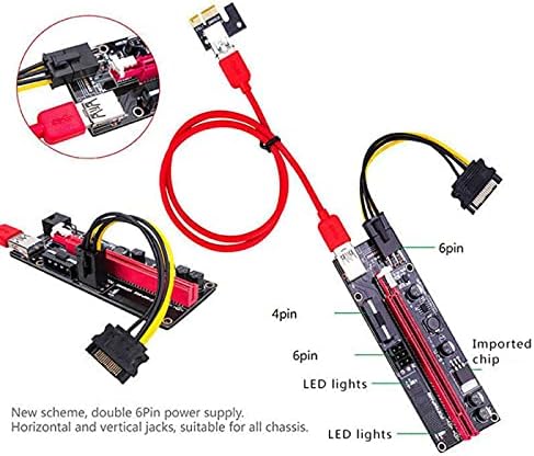 Conectores 60cm USB 3.0 PCI -E RISER VER 009S Express 1x 4x 8x 16x Extender Riser Card Sata 15pin a 6 pinos Cabo de alimentação PCIE RISER -