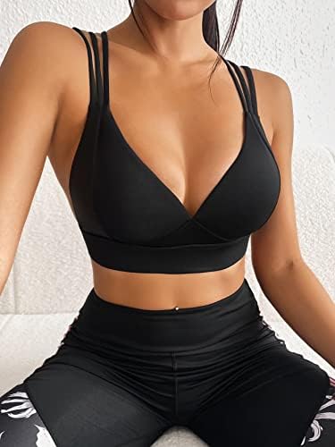 Mulher Makemechic Deep V pescoço CRISS CRISS ABRA BACK BACK SPOR STRAPKET STRUTETURO BRA DE YOGA