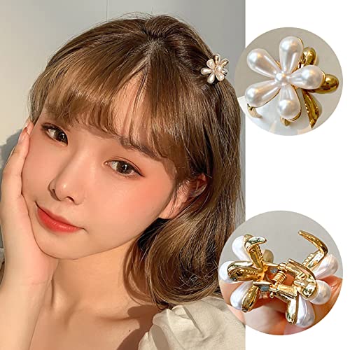6 PCs Pequenos clipes de cabelo de verão Camellia Pearl Hairpins Clipes para mulheres e meninas pequenos e delicados clipe