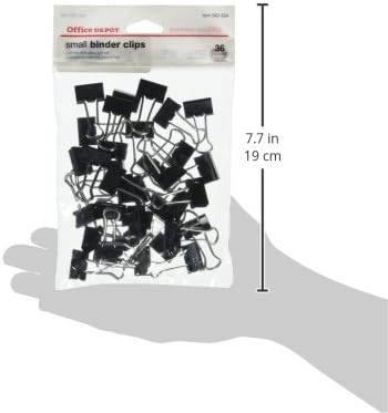 Office Depot Brand Binder Clips, Small, 3/4in. Largo, 3/8in. Capacidade, preto, pacote de 36, OD77832