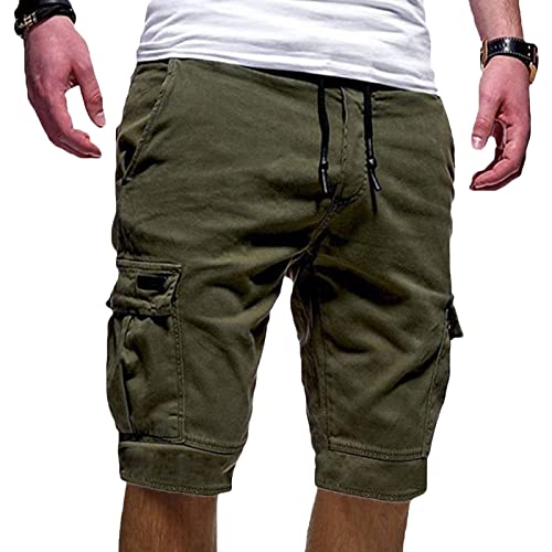 Shorts de carga elástica da cintura masculina Casual Casual Relaxed Multi Pockets