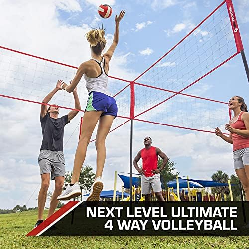 Eastpoint Sports Sports de voleibol de 4 vias e redes de badminton-Conjuntos de vôlei e badminton completos ou líquidos
