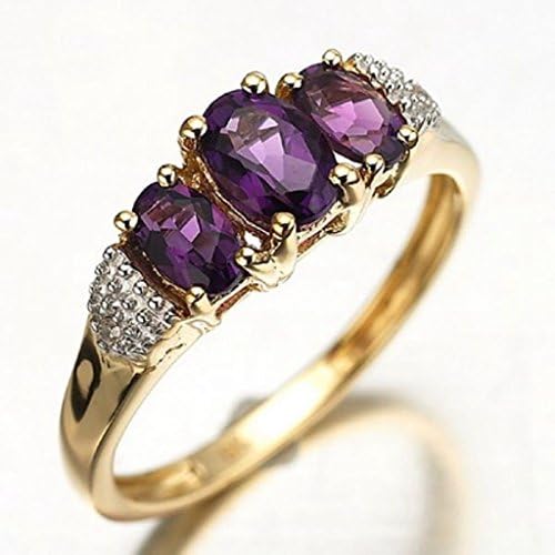 Princesa J-Jewelry Corte Amethyst 18K Gold Woman Fashion Wedding Ring tamanho 6-10