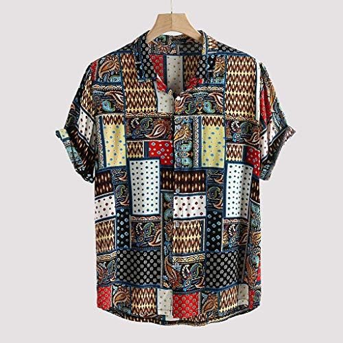 Men's Beach Hawaiian Short Slave Button Down T-shirts Africano Print Blouse Shirts Tops para homens