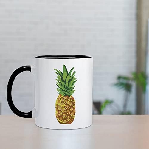 Pineapple aquarela caneca cerâmica Creative Black Inside Coffee Cup de canecas Durável Handal