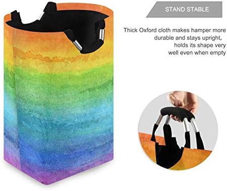 Alaza grande cesta de lavanderia cesta de arco -íris abstrato aquarela spray spray saco de lavanderia elegante lixeira de armazenamento