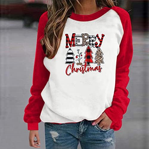 T-shirt Feliz Natal Mulheres Christmas Leopard Tree Prinha Selta Casual Manga Longa Holida de Férias Blusa Pullover