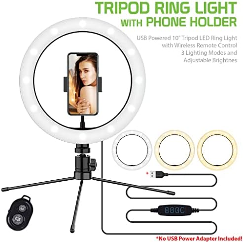 Bright selfie Ring Tri-Color Light Compatível com seu Xolo Q2500 10 polegadas com remoto para transmissão ao vivo/maquiagem/youtube/tiktok/vídeo/filmagem
