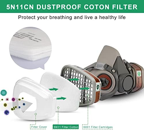 20pcs Filtro de algodão do respirador-Antipartículas anti-parto à prova de poeira para 6200, 6800, 7502 Respirador de