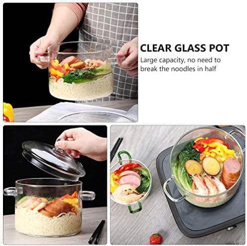 Panela de vidro Doitool com tampa, 1. 35l Potão de vidro resistente ao calor com tampa, fogão de cozinha de fogão