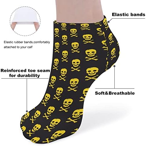 Skull Yellow Funny Running Ankle Socks Athletic ONS-Show Meocks Cosusculados para homens Mulheres