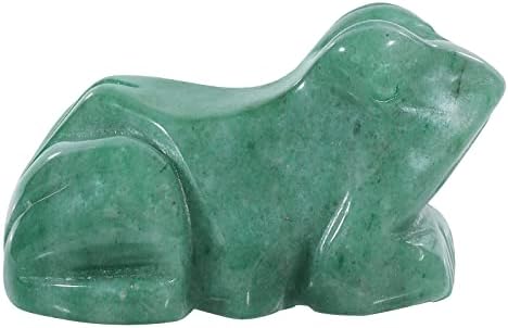 Estátua de sapo de pedra de escultura neyisaa, cura de rã de bolso de cristal de cristal decoração 2 , Aventurina verde
