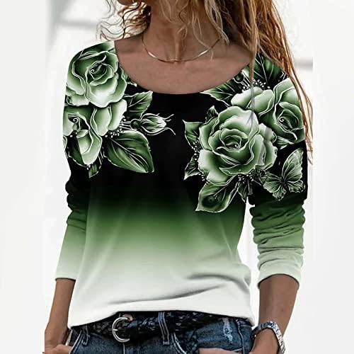 Beuu feminino manga longa tampa floral 3d tops jumpers casuais gradiente túnica pullover t camisetas moletons da blusa