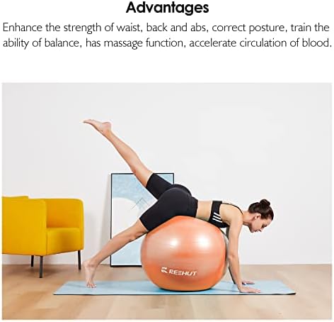 Bola de exercício de Reehut para fitness, cadeira de escritório de bola de ioga anti-burst, bola de equilíbrio, bola de estabilidade