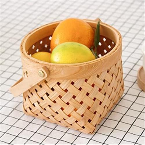 N/a` 2pcs/cesta de tecido com tampa de piquenique de piquenique de pão de pão portátil portátil de cesta de vime de legumes (cor: a,