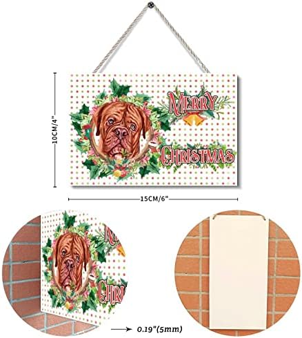 Feliz natal sinal de madeira cachorro fofo holly grinaldas vintage placas de madeira decorações de natal para cabine em casa