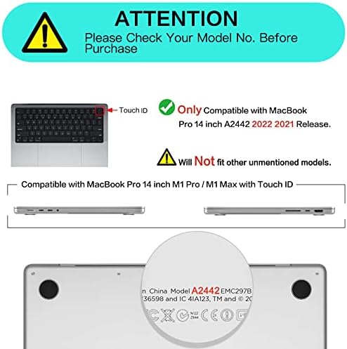 Mosis compatível com MacBook Pro 14 polegadas Caso 2021 2022 Liberação A2442 M1, Saco de Manga de Neoprene e Plástico Casa Hard
