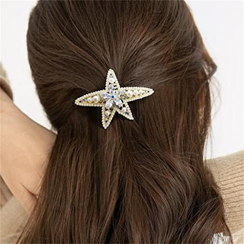 Lepsjgc Starfish Hair Clip fêmea meio gravata cabelos tampo clipe de mola jóias de cabeça traseira colher de cabelo Cartão de cabelo