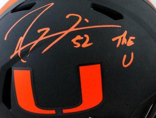 Ray Lewis assinou Hurricanes f/s Eclipse Speed ​​Authentic Helmet com INS -Baw Holo - Capacetes da faculdade autografados