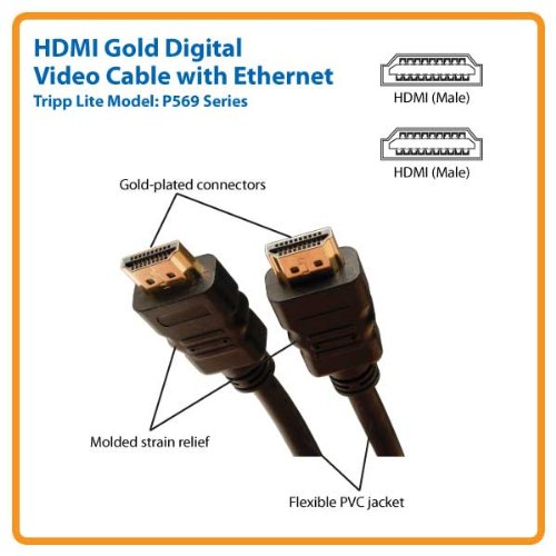 Tripp Lite Cabo HDMI de alta velocidade com vídeo Ethernet e digital com áudio, Ultra HD 4K x 2k, 3 pés, preto