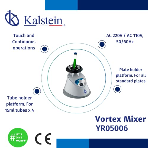 Mixer de vórtice de Kalstein, faixa de velocidade ampla: 0 - 3 000 rpm/min, operações de toque e contínuo com recursos