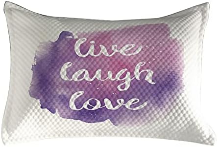 Ambesonne Live Laugh Love Love Coloque Capa, Mensagem Sábia e Happy Life On Watercolor Paintbrush Efeitos impressos, Tampa padrão