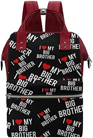 Eu amo meu irmão mais velho, bolsa de fraldas impressa Baby Bagpack Bags Nappy Bolsa de ombro à prova d'água para mamãe