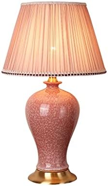 Llly cerâmica lâmpada de luminária de cabeceira de cabeceira americana lâmpada de mesa de casamento rosa lâmpada de mesa de cobre