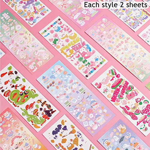 Niceneeded 32 lençóis adoráveis ​​adesivos decorativos de fotocard kpop, frutas coloridas de urso