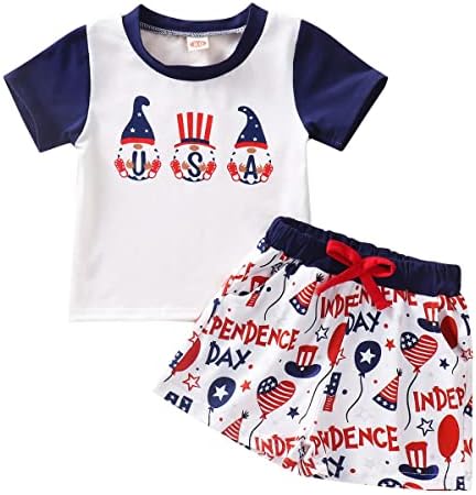 Modntoga criança bebê menino 4º de julho Roupa de camisetas EUA calças curtas Independência