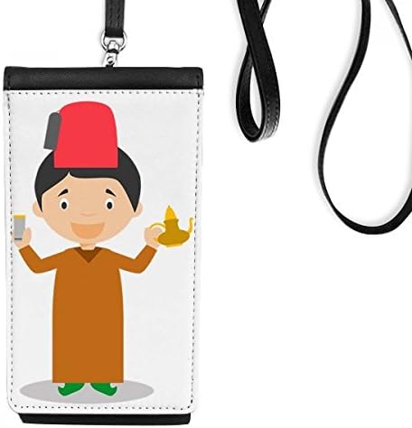 Red Hat Marrocos Cartoon Art Deco Presente Fashion Phone Polsa pendurada bolsa móvel bolso preto bolso preto