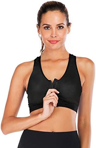 Mulheres zip de fechamento frontal esporte sutiã de meio impacto push up wirefree yoga bras racerback workout gym bra top