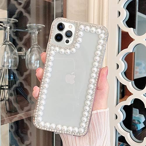 Guppy para iPhone 12 Pro Max Mulheres Meninas Bling Diamond Pearl Case de luxo Glitter Rhinestones Handmades Silicone Rubber