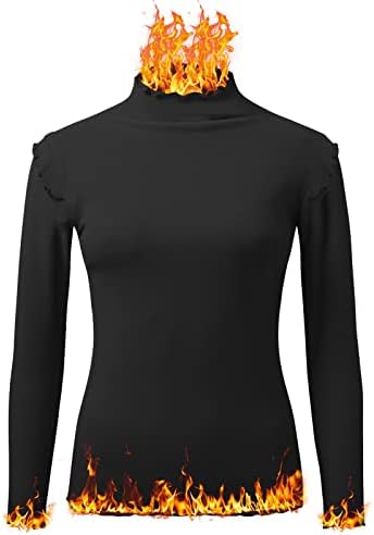 Camisas térmicas de manga comprida para mulheres de inverno quente simulado mock gurtleneck lã alinhada undershirts tops com pulôver