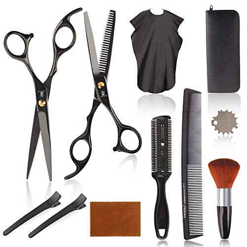 Tokouiyg 11 PCs Cheai Cutting Scissors Conjunto de tesoura, Kit de tesoura de corte de cabelo profissional com tesoura
