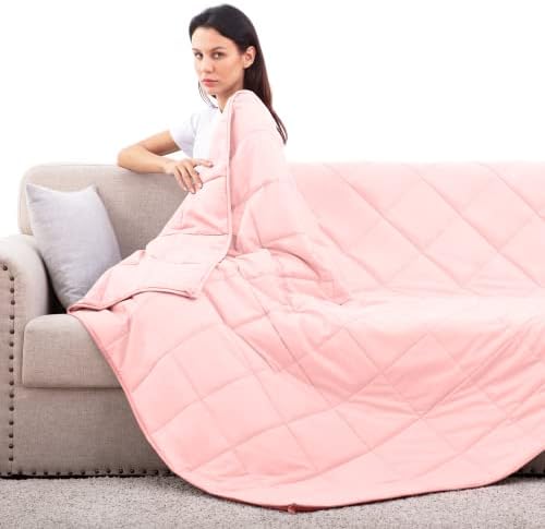 ROKDUK Clante ponderada queen tamanho 20 lbs 60x80 em cobertor pesado de resfriamento para adultos 1800 Microfibra escovada cobertor pesado com contas de vidro premium rosa