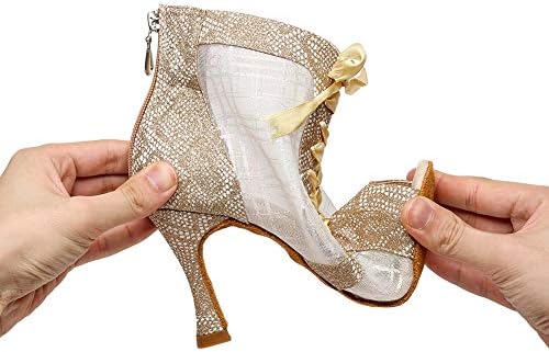 Sapatos de dança de salão de baile femininos de QQLong abertos de ponta de dança de dança latina tango Salsa Sapatos