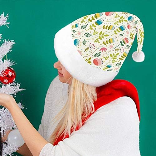 Chapéu de Papai Noel de Natal, Flores Florais Plantas de Natal Chapéu de Natal para Adultos, Unisex Comfort Hats